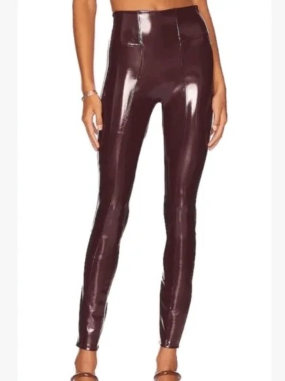 New Spanx faux patent leather leggings ruby NWT